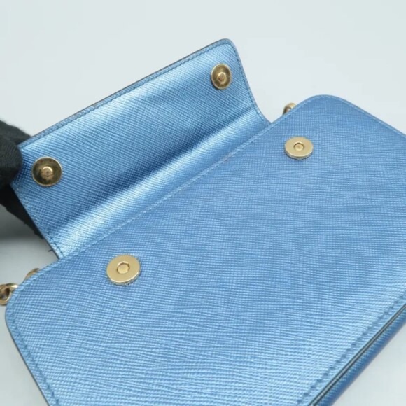 100% Authentic Prada Blue Leather Shoulder Bag 613-07524 - Picture 7 of 12